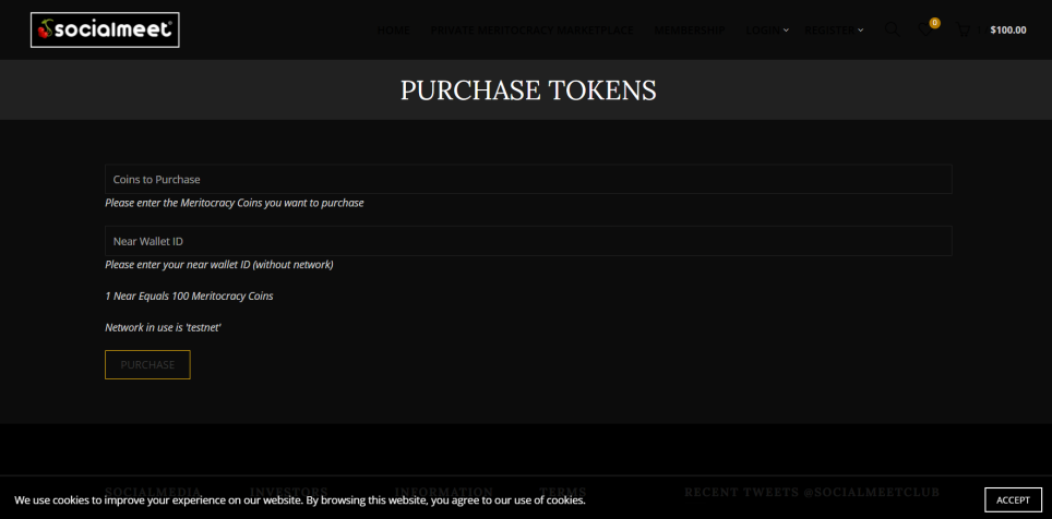 Now purchase a token. 